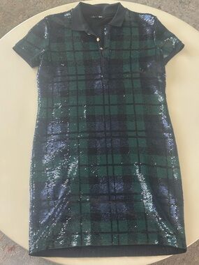 Ralph Lauren Plaid Sequin Polo Dress